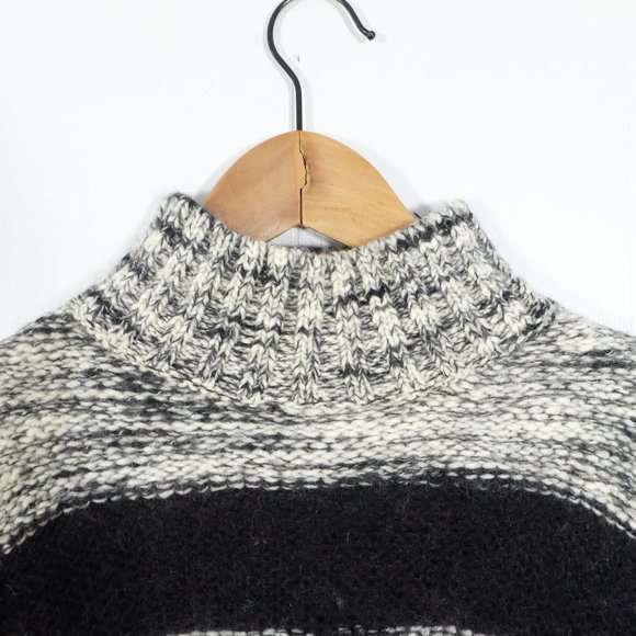 5 for $12 Cynthia Rowley Wool Blend Sweater Small Black Gray Cable Knit Mohair - Picture 2 of 8